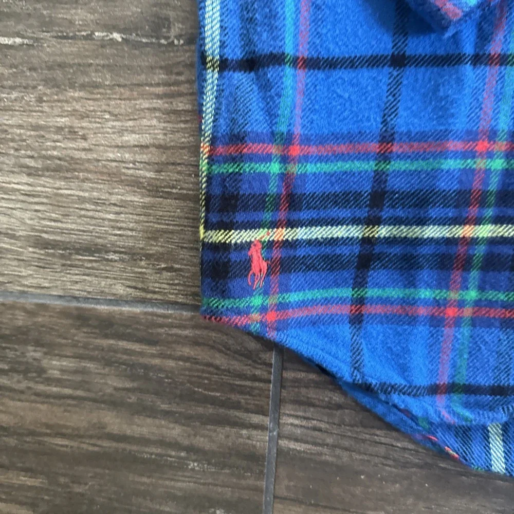 Polo Ralph Lauren Flannel Shirt Men S Blue Tartan Plaid Classic Fit Workshirt
